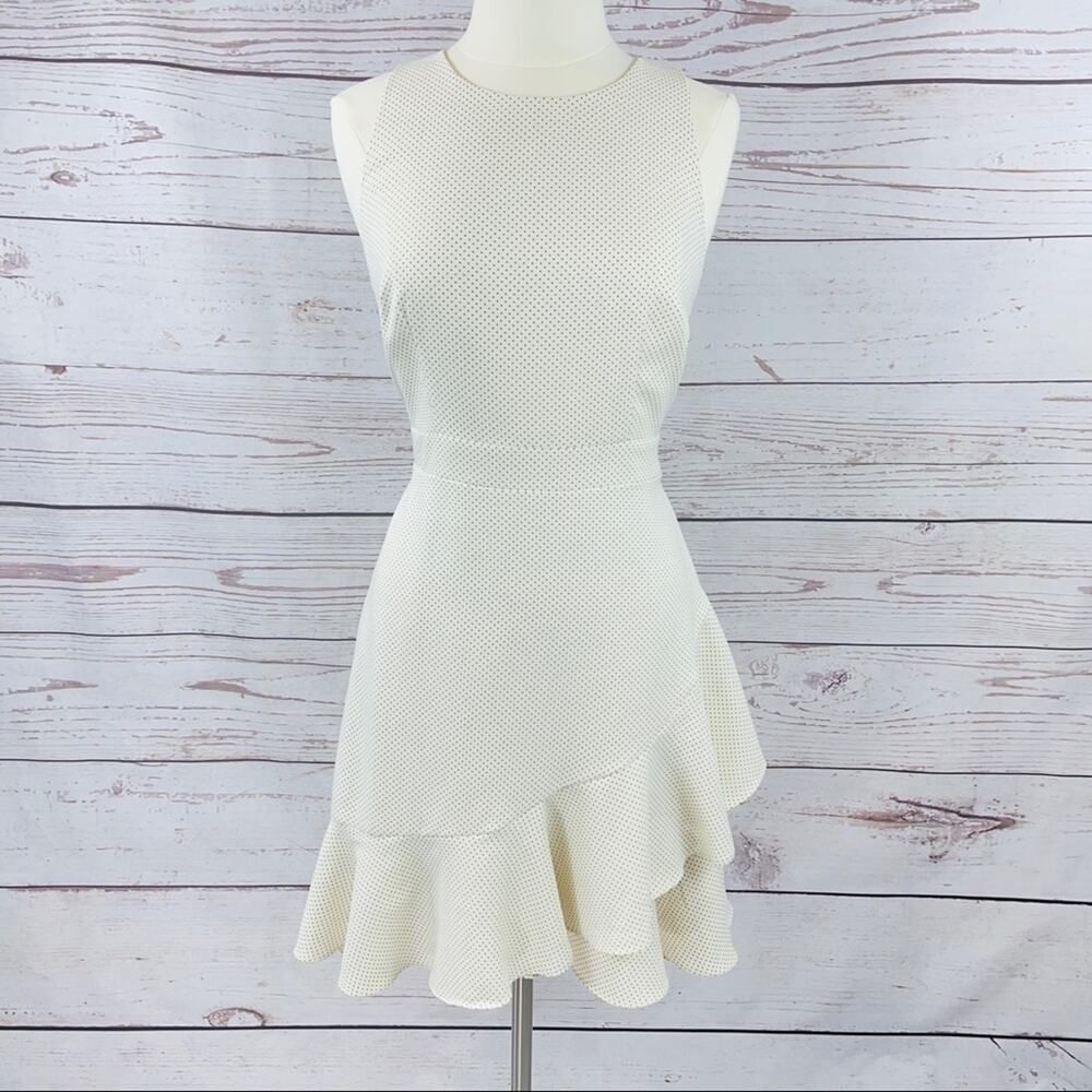 Banana Republic off white dot flare hem cream